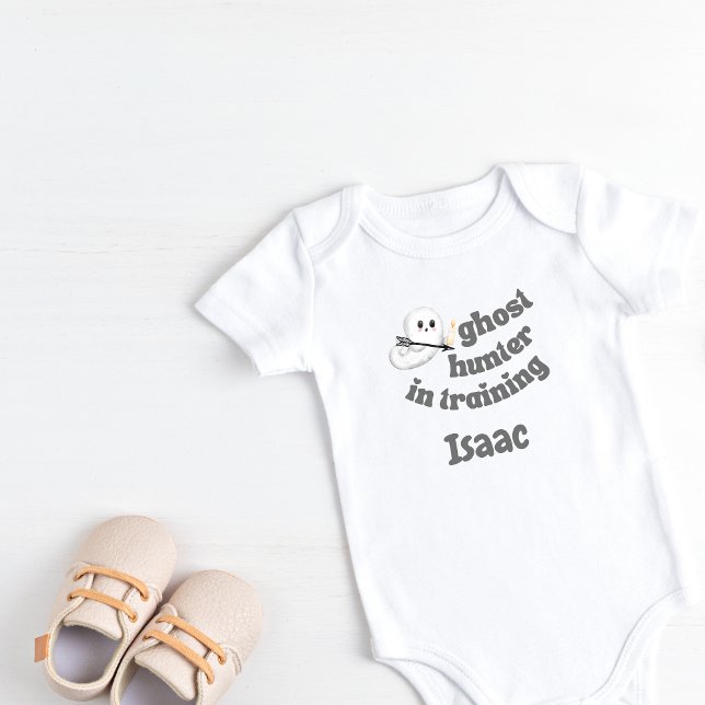 Body Para Bebé Cazador fantasma personalizado en entrenamiento (Personalized Ghost Hunter in Training Baby Bodysuit)