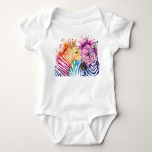 Body Para Bebé Cebra arcoiris, ilustracion silvestre acuático.