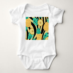 Body Para Bebé Cebra, monstera, piña: patrón de verano.