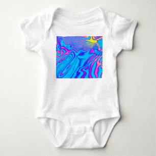 Body Para Bebé Cebra Psicodélica a rayas: Backgr Neon Fluorescent