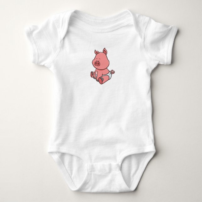 Body Para Bebé Cerdo de bebé personalizable (Anverso)