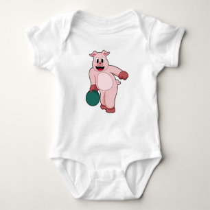 Body Para Bebé Cerdo en Bowling con bolera
