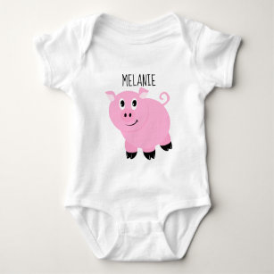 Body Para Bebé Cerdo rosa personalizado para bebé animal