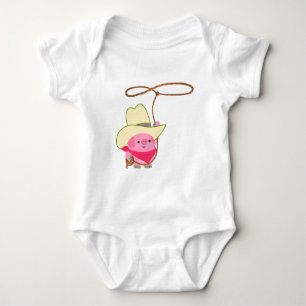 Body Para Bebé Cerdo vaquero de dibujos animados lindo con lazo 