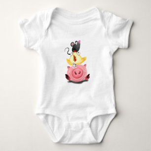 Body Para Bebé Cerdo y amigos del ratón divertidos Baby Bodysuit