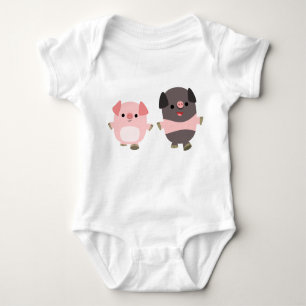 Body Para Bebé Cerdos Personalizados en una ropa para bebé a pie