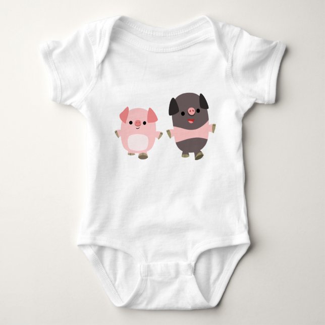 Body Para Bebé Cerdos Personalizados en una ropa para bebé a pie (Anverso)