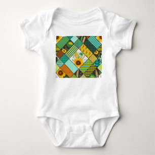 Body Para Bebé Cereales de patchwork, girasoles, motivos geométri