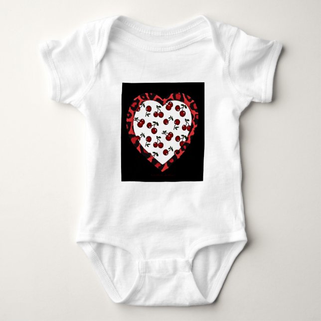 Body Para Bebé Cerezas de Rockabilly RAB Estampado de Corazón de  (Anverso)