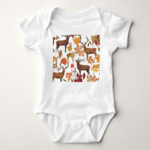 Body Para Bebé Cervezas, hojas de otoño: patrón de acuarela.