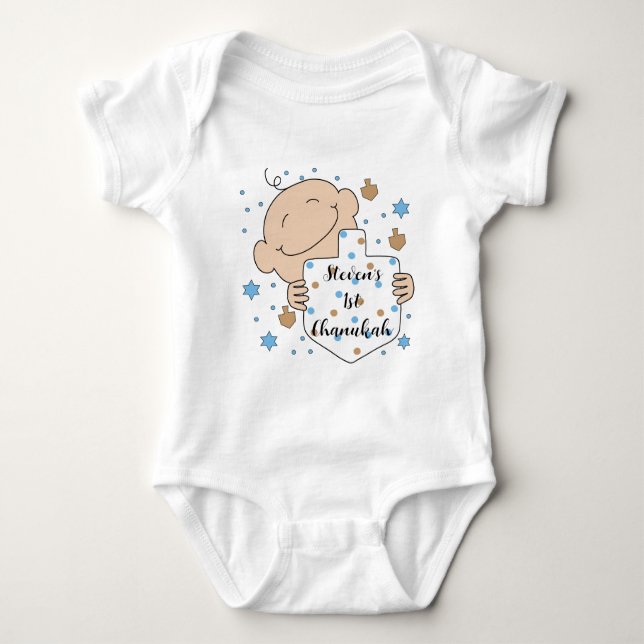 Body Para Bebé Chanukah Baby Blue Baby Bodysuit (Anverso)