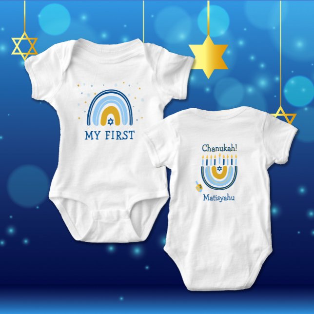 Body Para Bebé Chanukah Cute Personalizado Menorah Rainbow (Subido por el creador)