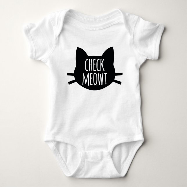 Body Para Bebé Check Meowt - Gato gracioso (Anverso)