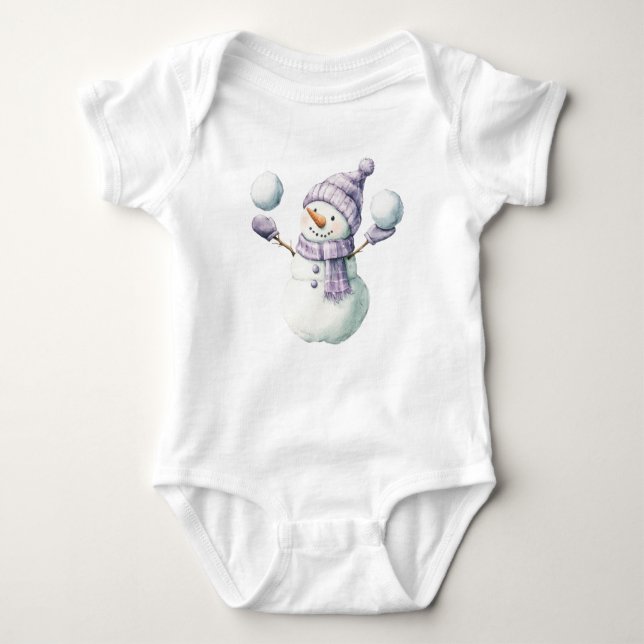 Body Para Bebé Cheeky Purple Navidades Snowman (Anverso)