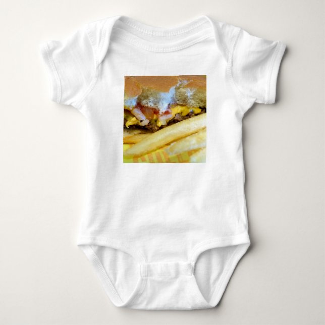 Body Para Bebé Cheeseburger y Fries (Anverso)
