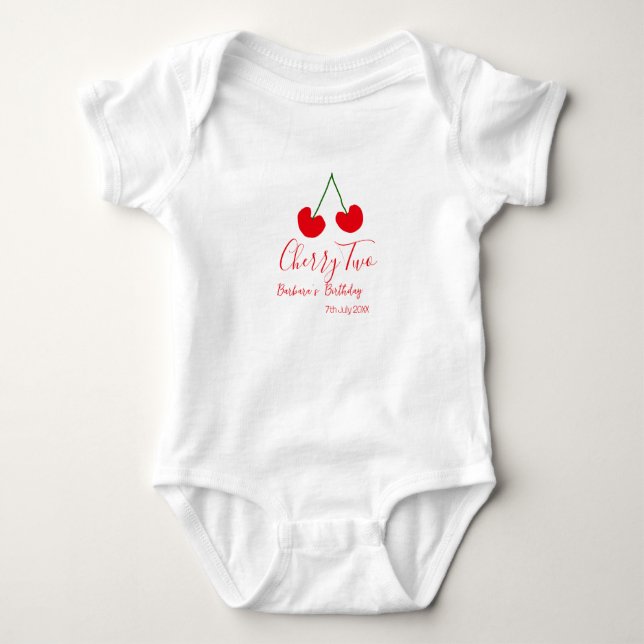 Body Para Bebé Cherry two 2nd birthday red cherry kids simple  (Anverso)
