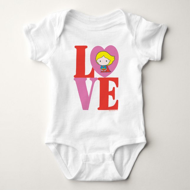 Body Para Bebé Chibi Supergirl LOVE (Anverso)