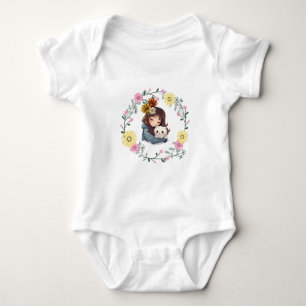 Body Para Bebé Chica amante del gato Flor Crown Baby Bodysuit
