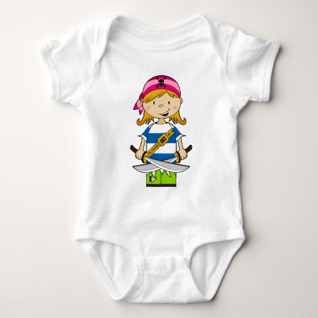 Body Para Bebé Chica Bandana Pirate Babies T-Shirt (Anverso)
