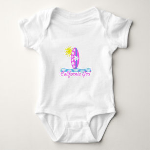 Body Para Bebé Chica de California, tablero de surf rosado con so