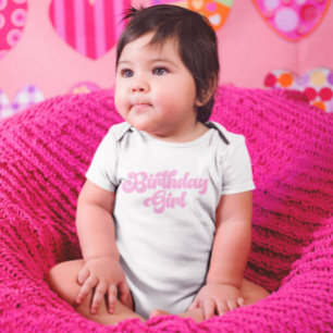 Body Para Bebé Chica de cumpleaños de Pink Girly Primer Cumpleaño