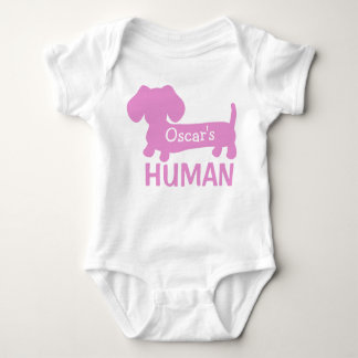 Body Para Bebé Chica de Dachshund Humana Personalizada en Rosa