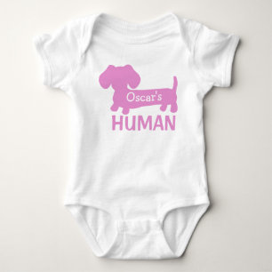 Body Para Bebé Chica de Dachshund Personalizada en Rosa