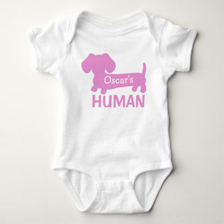 Body Para Bebé Chica de Dachshund Personalizada en Rosa