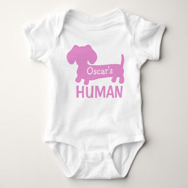 Body Para Bebé Chica de Dachshund personalizada en rosa (Anverso)
