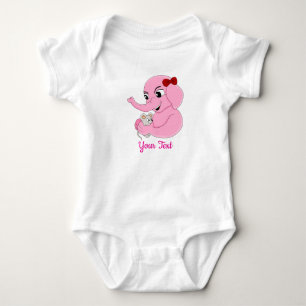 Body Para Bebé Chica de elefante lindo personalizado de bebé