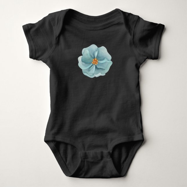 Body Para Bebé Chica de flores traje de bebé azul (Anverso)
