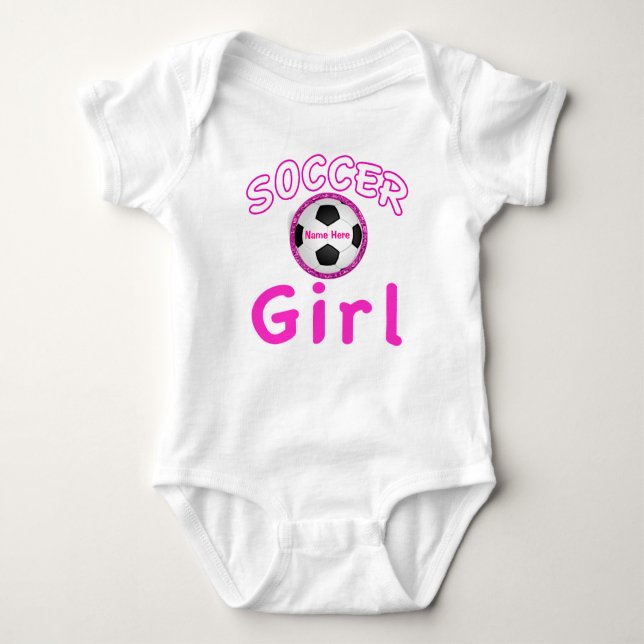 Body Para Bebé Chica de fútbol personalizado Baby Apparel nombre  (Anverso)