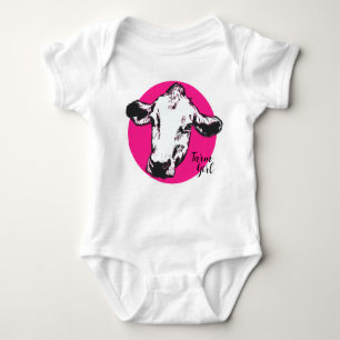Body Para Bebé Chica de granja Cow Rosa Baby Bodysuit
