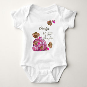 Body Para Bebé Chica de otoño ruso Baby Shower Calabaza rosa otoñ