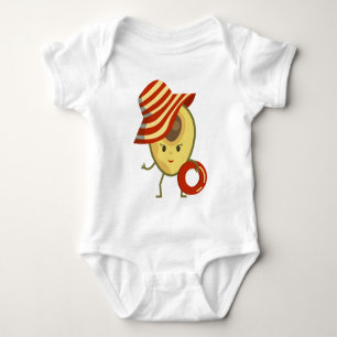 Body Para Bebé Chica de playa de aguacate con sombrero de sol y a