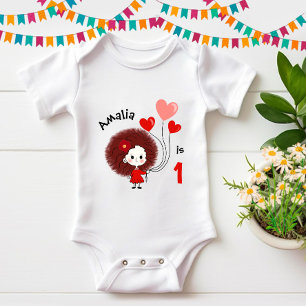 Body Para Bebé Chica divertida con globos de corazones