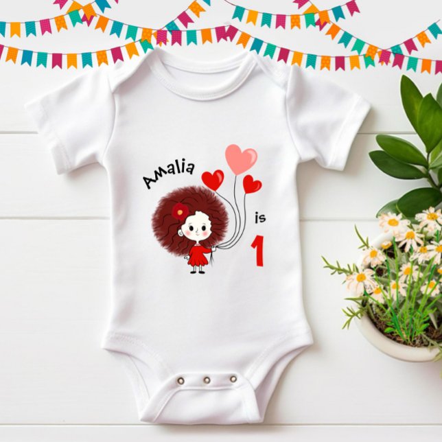 Body Para Bebé Chica divertida con globos de corazones (Subido por el creador)