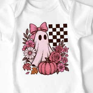 Body Para Bebé Chica Fantasma Coqueta Rosa Retro con Lazo de Hall