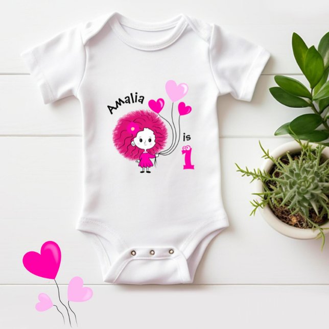 Body Para Bebé Chica gracioso con globos de corazones (Subido por el creador)