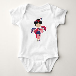 Body Para Bebé Chica japonés, Japón, Chica íntimo, Kimono rosa
