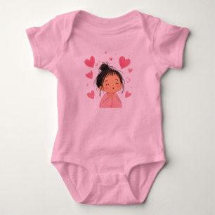 Body Para Bebé Chica Kawaii Linda con Ilustración de Corazones   