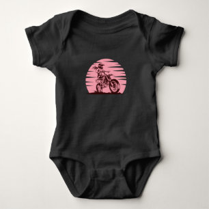 Body Para Bebé Chica Motocross Retro Vintage Rosa