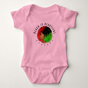 Body Para Bebé Chica negra panafricana mujer rojo orgullo verde a