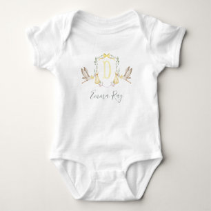 Body Para Bebé Chica Preppy Southern Yellow Stork Baby Shower