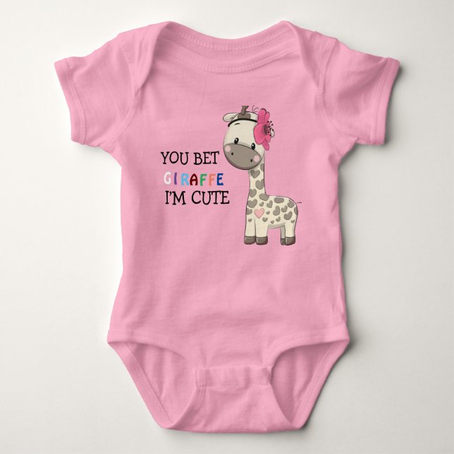 Body Para Bebé Chica rosado personalizado Giraffe Baby Bodysuit (Anverso)