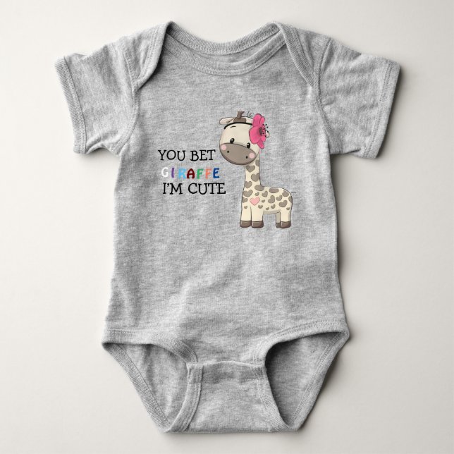 Body Para Bebé Chica rosado personalizado Giraffe Baby Bodysuit (Anverso)