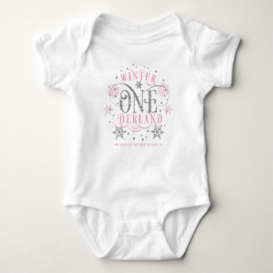 Body Para Bebé Chica, Winter ONEderland, plata rosa primer cumple