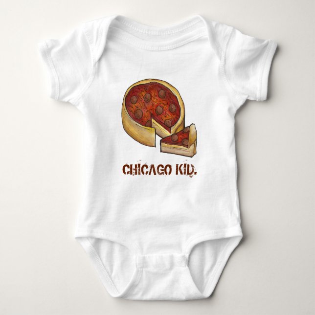 Body Para Bebé CHICAGO KID Illinois Deep Dish Pepperoni Pizza (Anverso)