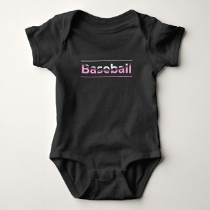 Body Para Bebé Chicas Béisbol - Tipografía Geométrica Rosa