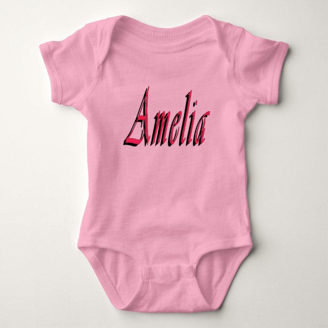 Body Para Bebé Chicas de Amelia Rosa Nombre Logo Bebé Traje para  (Anverso)